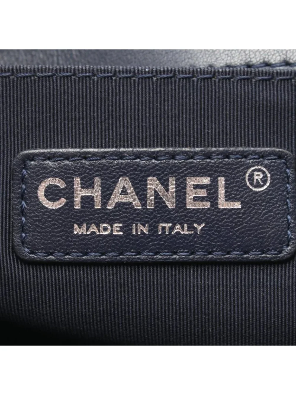 Chanel Shoulder Bag Boy Antique Silver Navy Lambskin Boy Chain